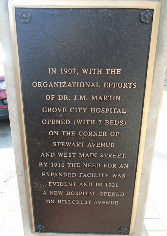 Grove City Hospital Marker image. Click for full size.