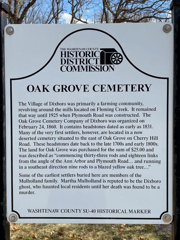 Oak Grove Cemetery Marker image. Click for full size.
