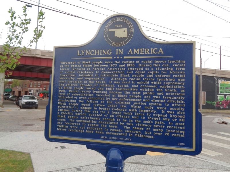 The 1921 Tulsa Massacre / Lynching in America Marker image. Click for full size.