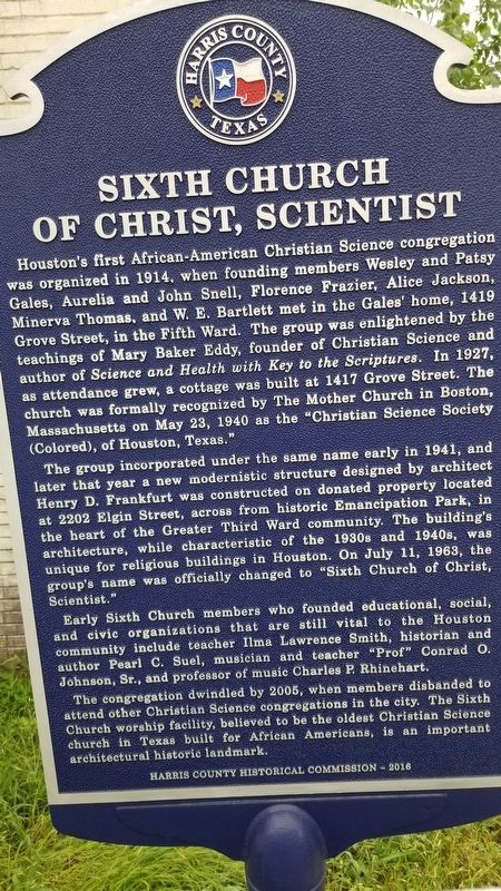 Sixth Church of Christ, Scientist Marker image. Click for full size.