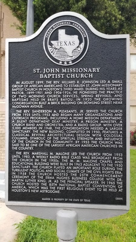 St. John Missionary Baptist Church Marker image. Click for full size.