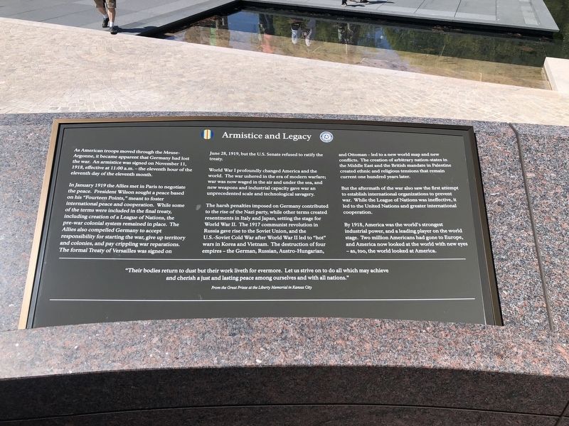 Armistice and Legacy Marker. Click for full size. Armistice and Legacy Marker image. Click for full size.