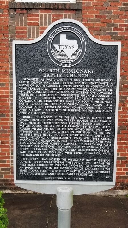 Fourth Missionary Baptist Church Marker image. Click for full size.