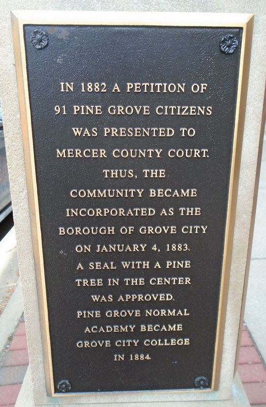 Incorporation of Grove City Borough Marker image. Click for full size.