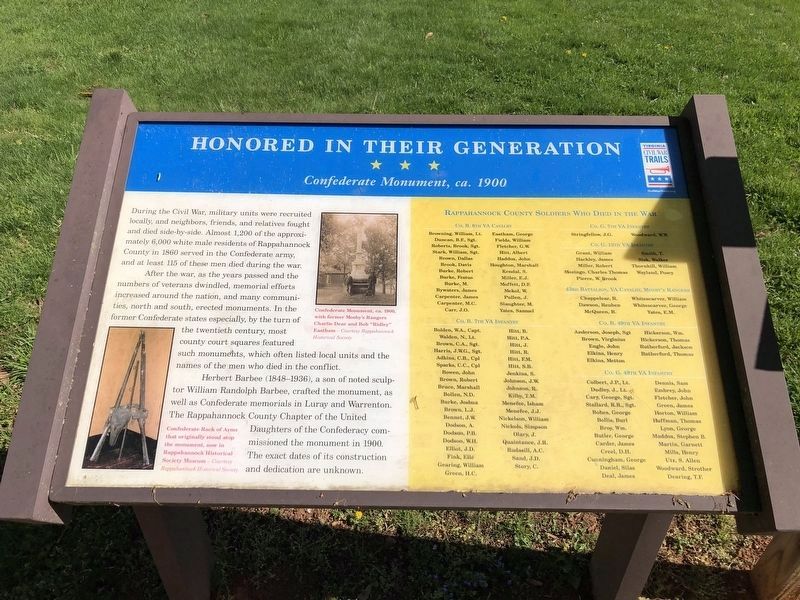 Honored In Their Generation Marker image. Click for full size.