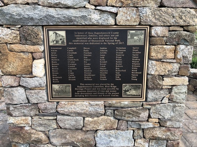 Memorial to Displaced Rappahannock County Residents Marker image. Click for full size.