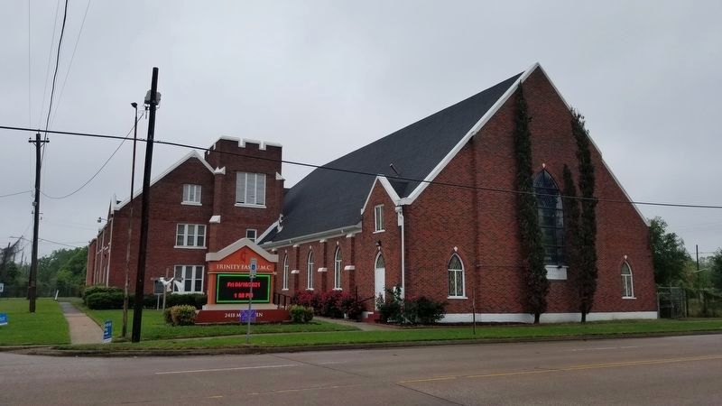 The view of the Trinity East United Methodist Church and Marker from across the street. Click for full size. The view of the Trinity East United Methodist Church and Marker from across the street image. Click for full size.