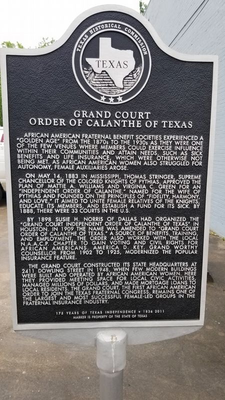 Grand Court Order of Calanthe of Texas Marker image. Click for full size.