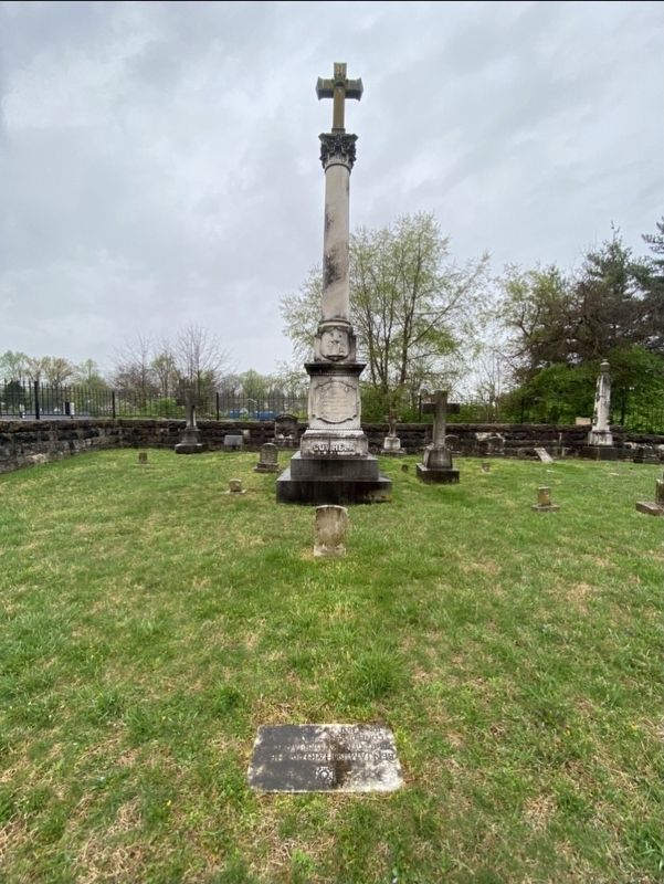 John Larue Helm grave (tall grave marker in the background) image. Click for full size.