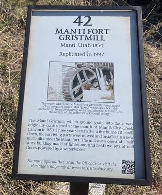 Manti Fort Gristmill Marker image. Click for full size.