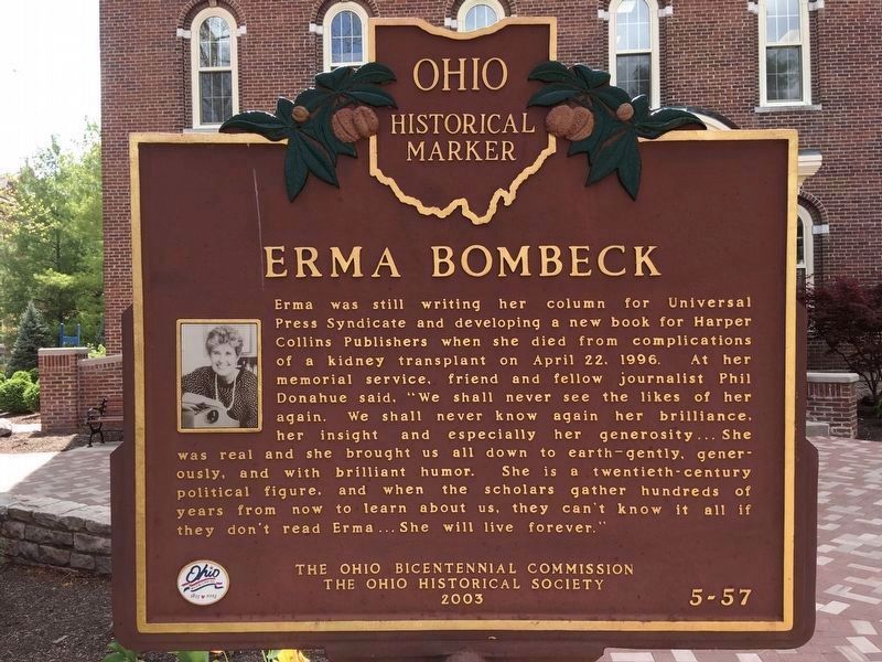 Erma Bombeck Marker reverse image. Click for full size.