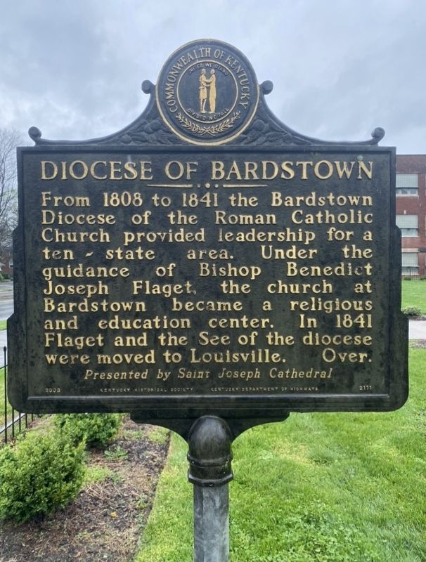 Diocese of Bardstown side of the marker image. Click for full size.