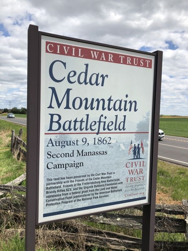 Cedar Mountain Battlefield signage nearby image. Click for full size.