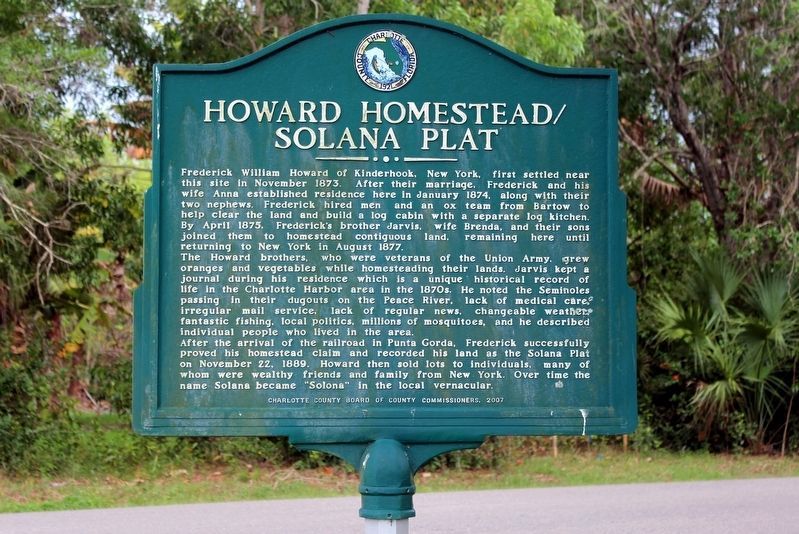 Howard Homestead/Solana Plat Marker image. Click for full size.
