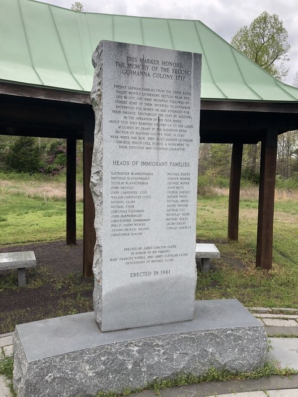 The Marker Honors The Memory Of The Second Germanna Colony, 1717 Marker image. Click for full size.