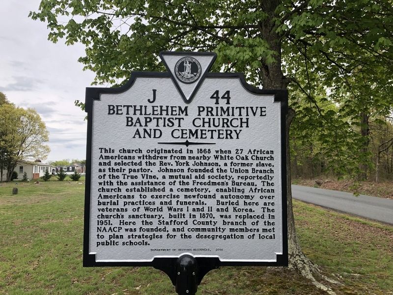 Bethlehem Primitive Baptist Church and Cemetery Marker image. Click for full size.