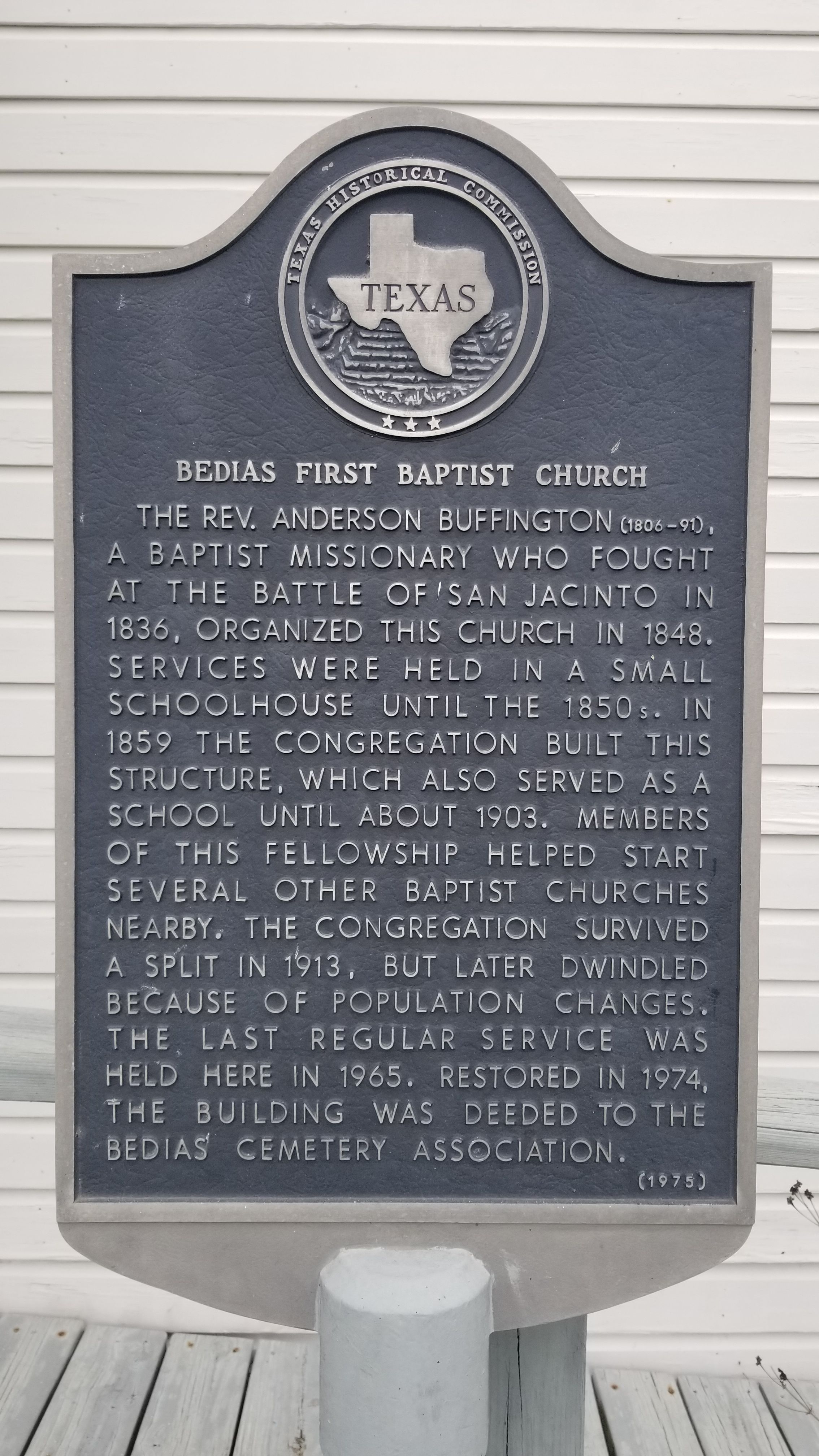 Bedias First Baptist Church Marker