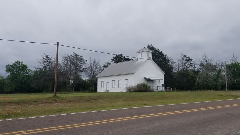The view of the Bedias First Baptist Church and Marker from the street image. Click for full size.