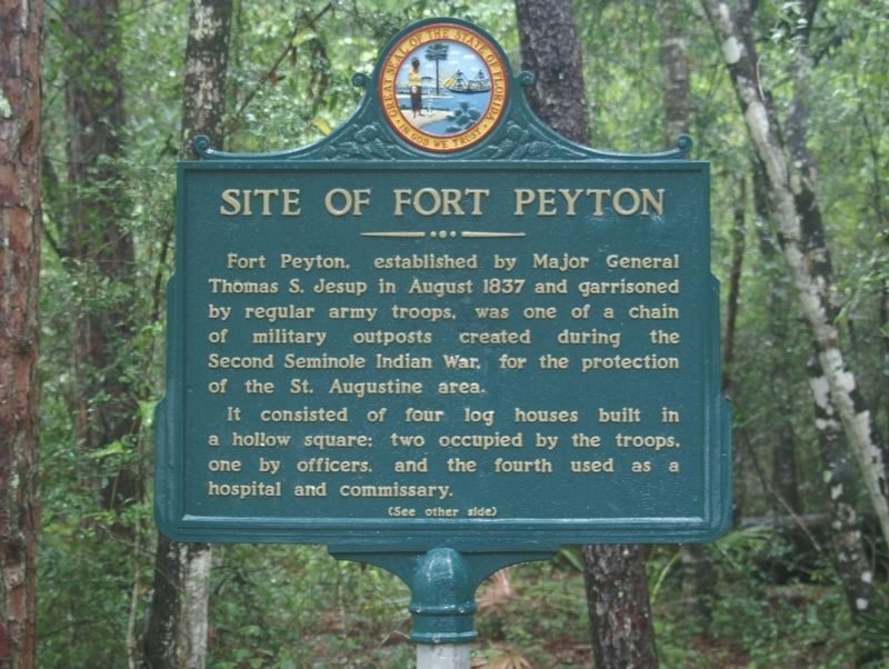 Site of Fort Peyton Marker without lichens Side 1 image. Click for full size.