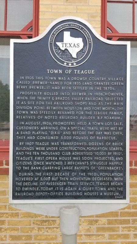 Town of Teague Marker image. Click for full size.