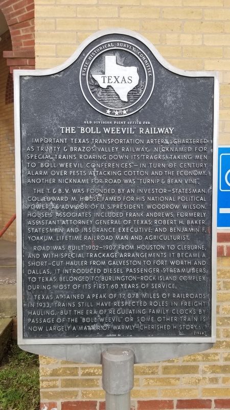 The “Boll Weevil” Railway Marker image. Click for full size.