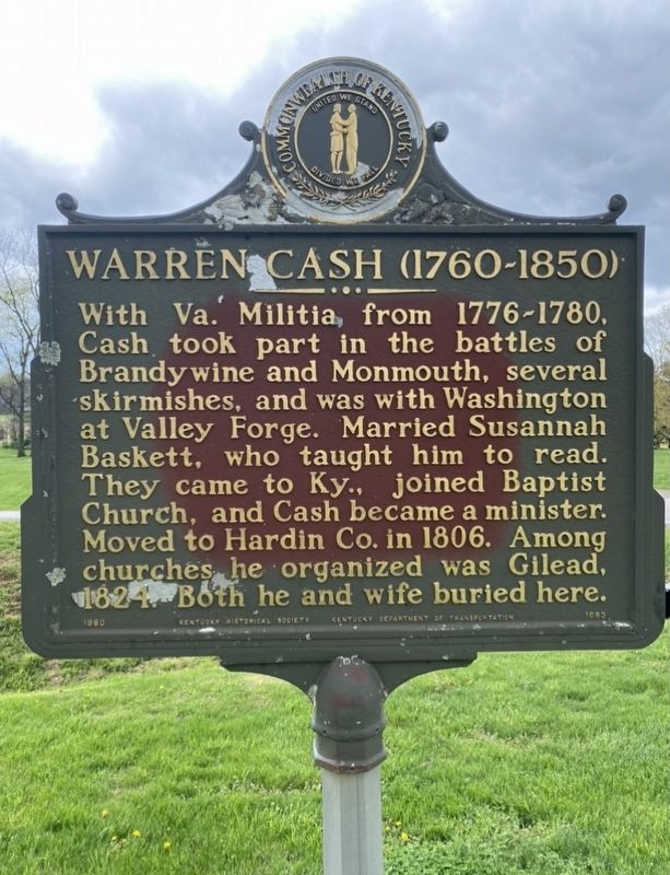 Warren Cash (1760-1850) Marker image. Click for full size.