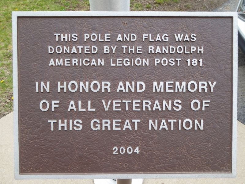 Marker on the flagpole near the Randolph marker image. Click for full size.