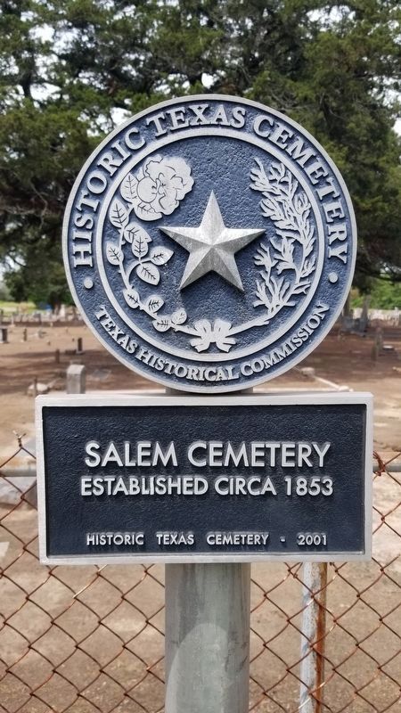 Historic Texas Cemetery- Salem Cemetery 1853 image. Click for full size.