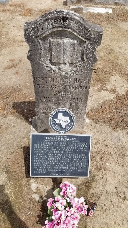 Captain Richard B. Haley Marker and gravestone image. Click for full size.