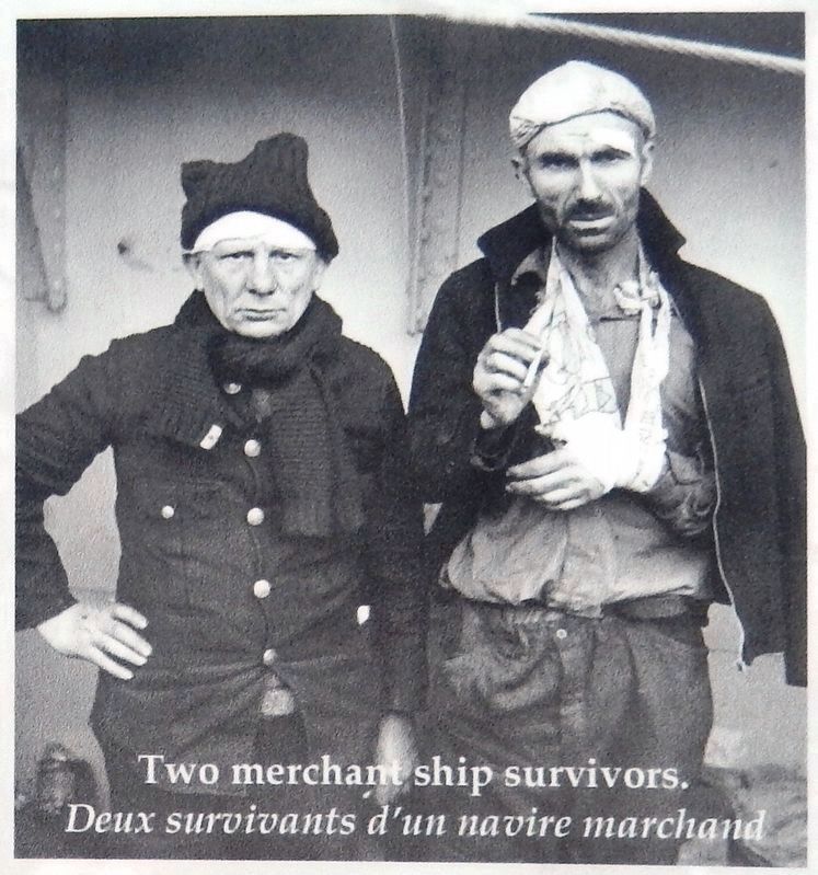 Marker detail: Two merchant ship survivors image. Click for full size.