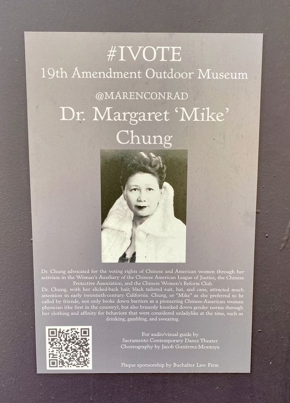 Dr. Margaret 'Mike' Chung Marker. Click for full size. Dr. Margaret 'Mike' Chung Marker image. Click for full size.