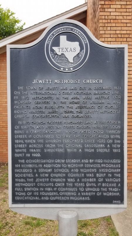 Jewett Methodist Church Marker. Click for full size. Jewett Methodist Church Marker image. Click for full size.