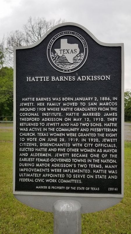 Hattie Barnes Adkisson Marker image. Click for full size.
