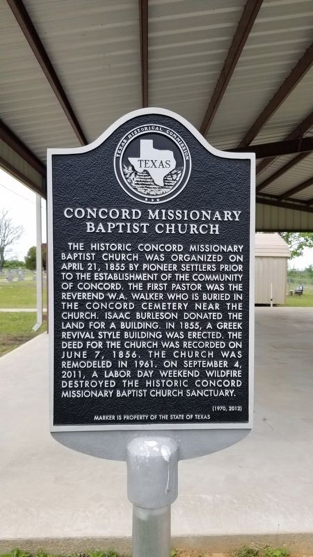Concord Missionary Baptist Church Marker image. Click for full size.