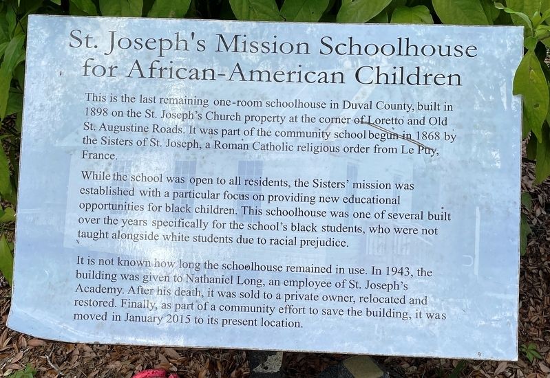St. Joseph’s Mission Schoolhouse for African American Children Marker image. Click for full size.