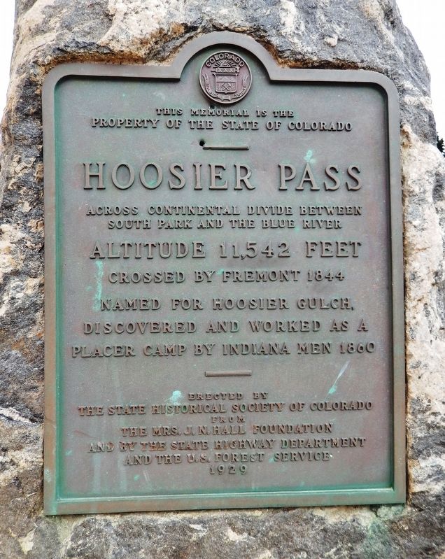 Hoosier Pass Marker image. Click for full size.