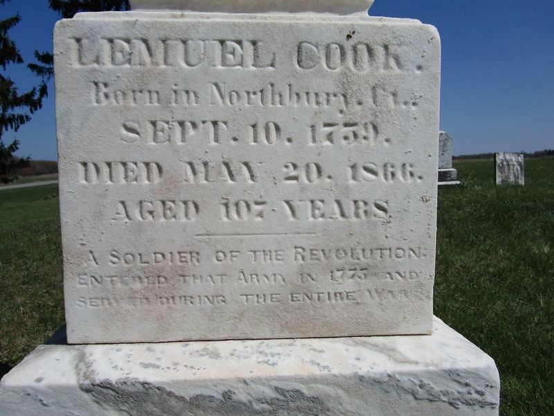 Lemuel Cook grave marker image. Click for full size.