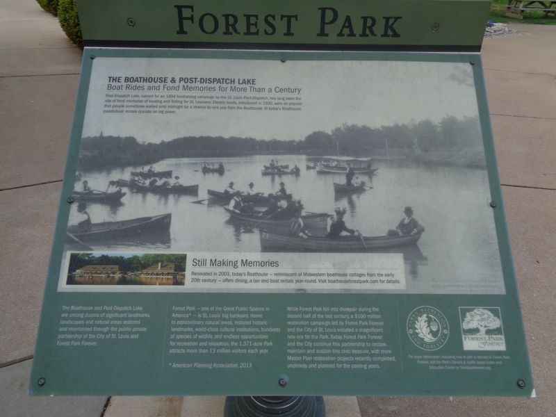 The Boathouse & Post-Dispatch Lake Marker image. Click for full size.