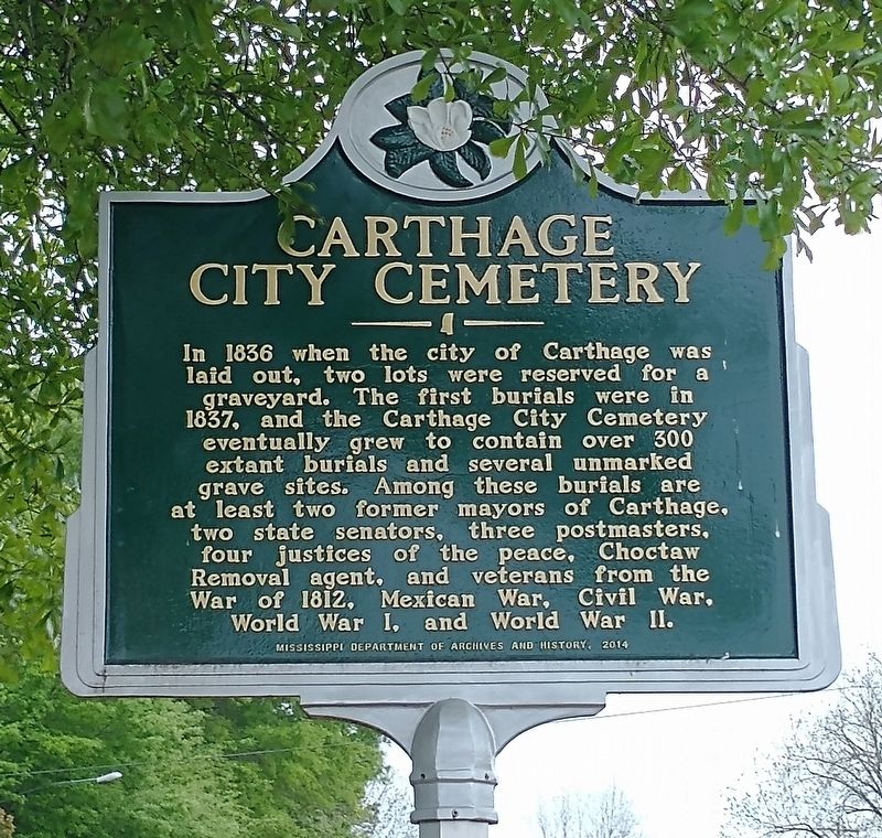 Carthage City Cemetery Marker image. Click for full size.