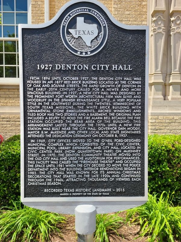 1927 Denton City Hall Marker image. Click for full size.