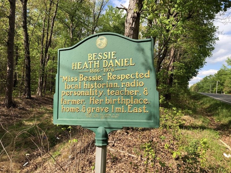 Bessie Heath Daniel Marker. Click for full size. Bessie Heath Daniel Marker image. Click for full size.