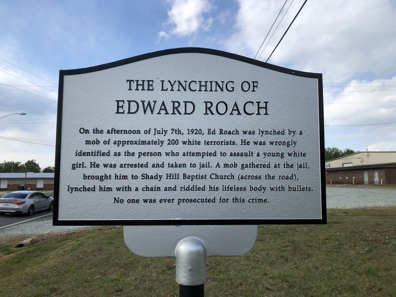 The Lynching of Edward Roach Marker image. Click for full size.