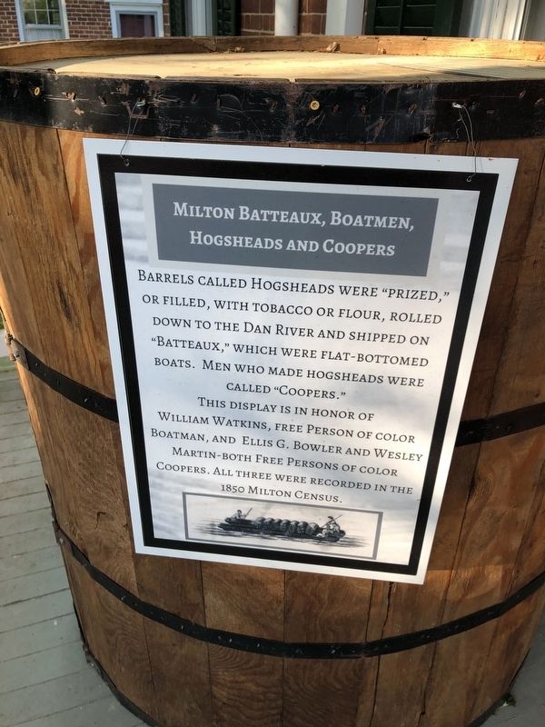 Milton Batteaux, Boatmen, Hogsheads and Coopers Marker image. Click for full size.