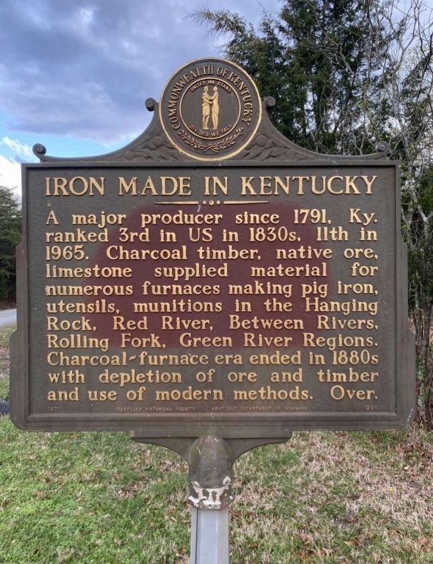 Nolin Furnace / Iron Made in Kentucky Marker image. Click for full size.