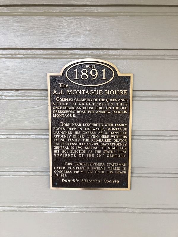 The A.J. Montague House Marker image. Click for full size.