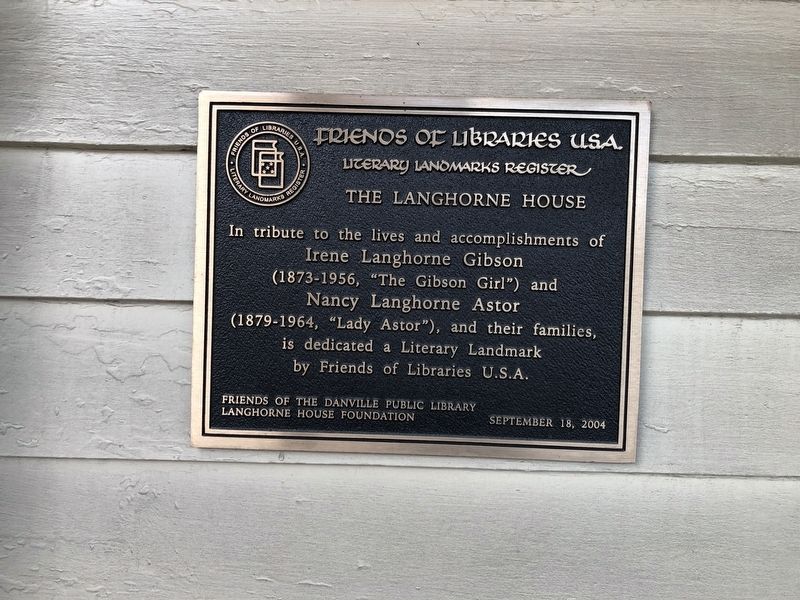 The Langhorne House Marker image. Click for full size.