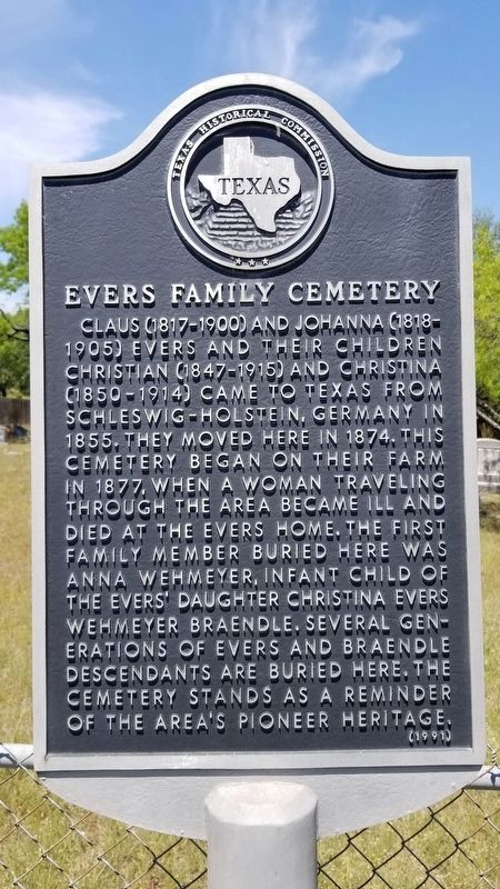 Evers Family Cemetery Marker image. Click for full size.