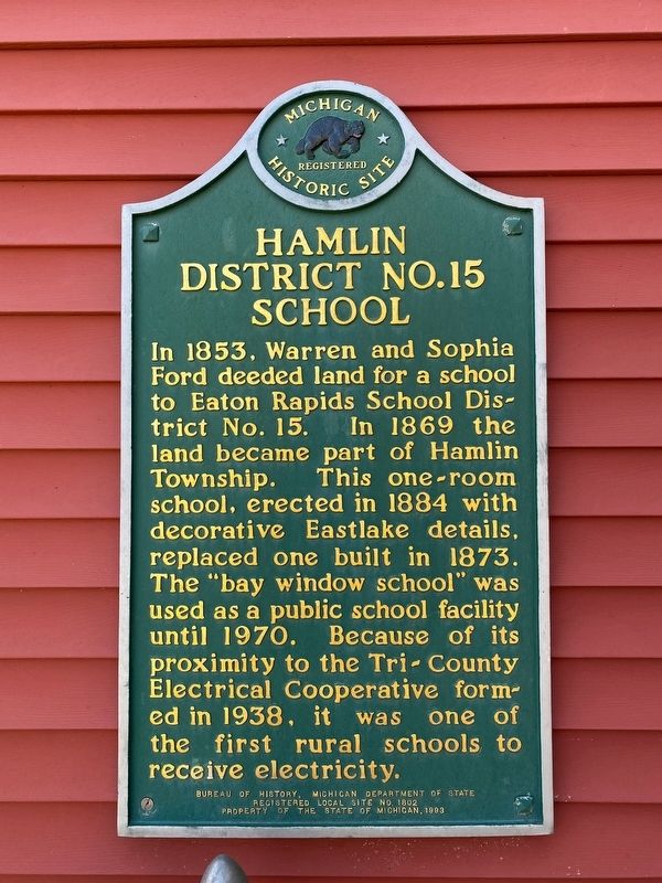 Hamlin District No. 15 School Marker image. Click for full size.