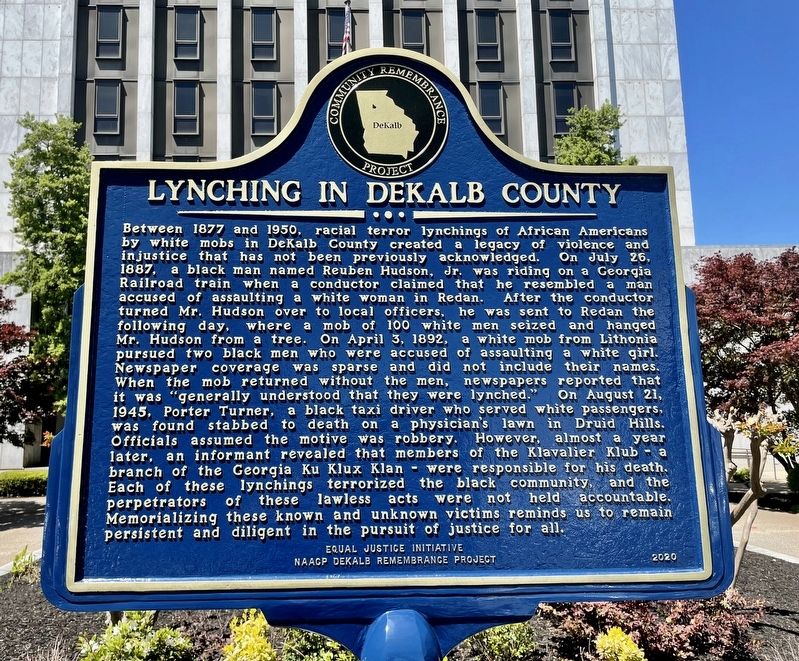 Lynching in DeKalb County Marker image. Click for full size.