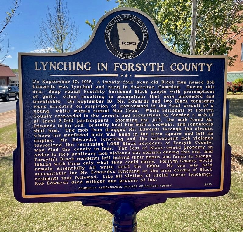 Lynching in Forsyth County Marker image. Click for full size.